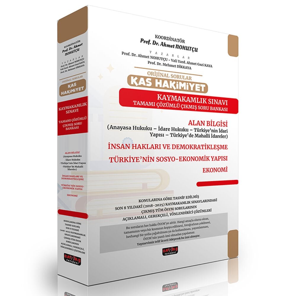 Orijinal Sorular KAS HAKİMİYET Kaymakamlık Sınavı Çıkmış Soru Bankası Seti Savaş Yayınları