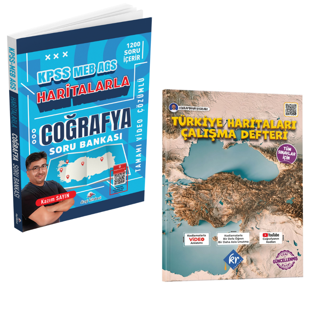 Dizgi Kitap 2026 Kpss Meb Ags Haritalarla Coğrafya Soru Bankası Kazım Sayın & Coğrafyanın Kodları Türkiye Haritaları Çalışma Defteri Seti