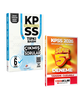 Dizgi Kitap 2026 KPSS Ön Lisans Genel Yetenek Genel Kültür Fasiküller Halinde Son 6 Yıl PDF Çözümlü Tıpkı Basım Çıkmış Sorular ve Yediiklim Yayınları Tamamı Çözümlü Süper 5 Deneme Seti