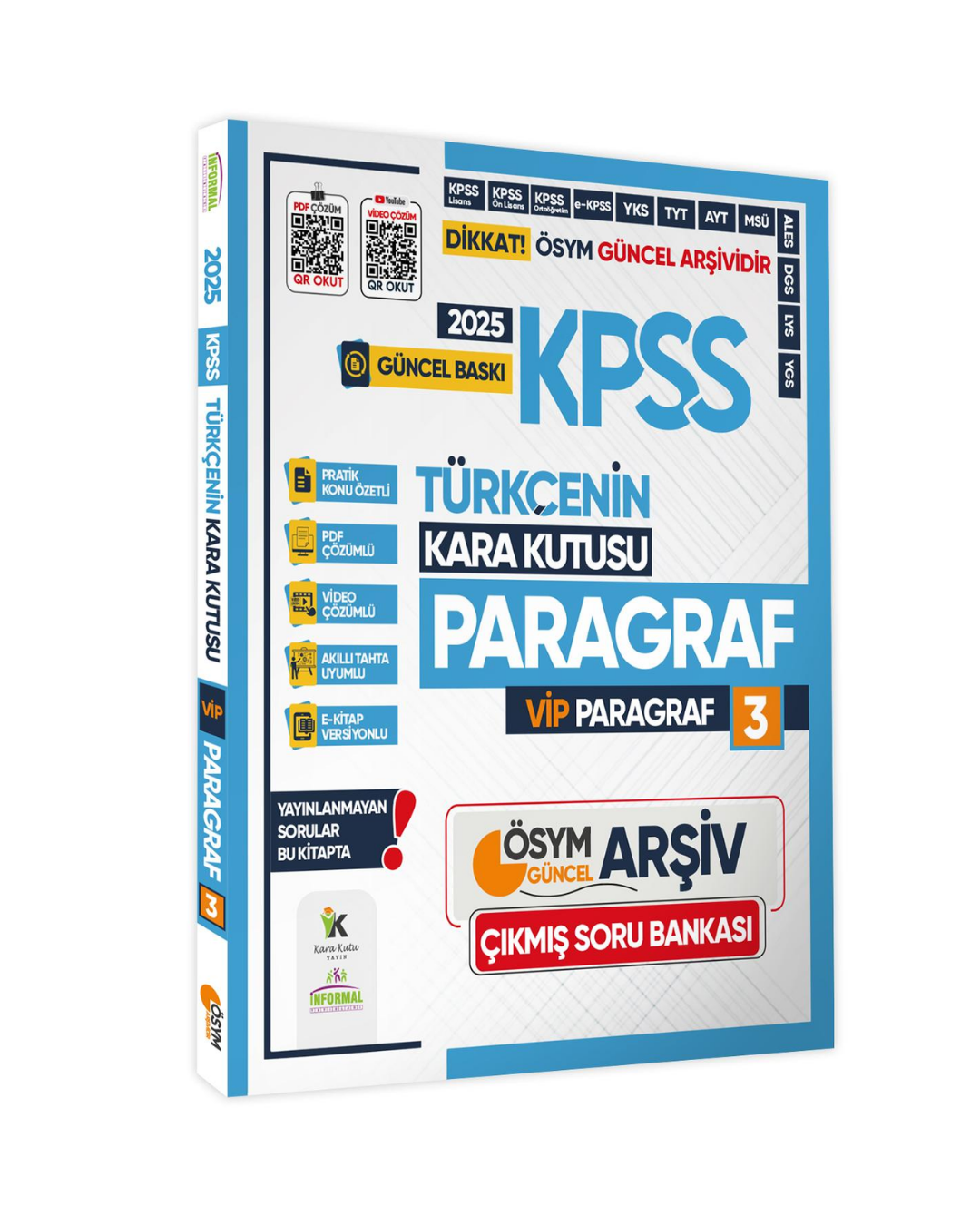 İnformal Yayınları 2025 KPSS Türkçenin Kara Kutusu PARAGRAF 3 VİP ÖSYM Çıkmış Soru Havuzu Bankası Video/PDF Çözümlü