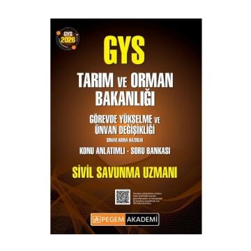 Pegem Akademi 2026 GYS Tarım ve Orman Bakanlığı Görevde Yükselme Sınavlarına Hazırlık Konu Anlatımlı Soru Bankası - SİVİL SAVUNMA UZMANI