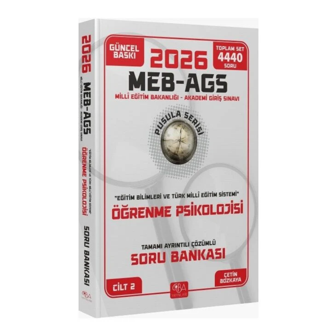 2026 MEB AGS Eğitim Bilimleri Öğrenme Psikolojisi Soru Bankası Çözümlü Pusula Serisi CBA Yayınları