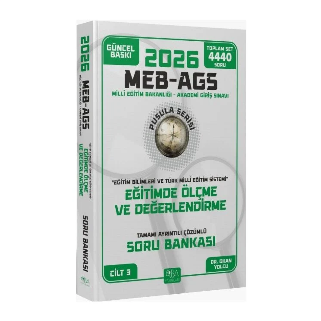 2026 MEB AGS Eğitim Bilimleri Eğitimde Ölçme ve Değerlendirme Soru Bankası Çözümlü Pusula Serisi CBA Yayınları
