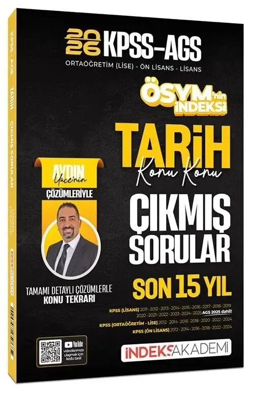 2026 KPSS MEB-AGS Tarih ÖSYM nin İndeksi Çıkmış Sorular Son 15 Yıl Konu Konu Çözümlü - Aydın Yüce İndeks Akademi Yayıncılık