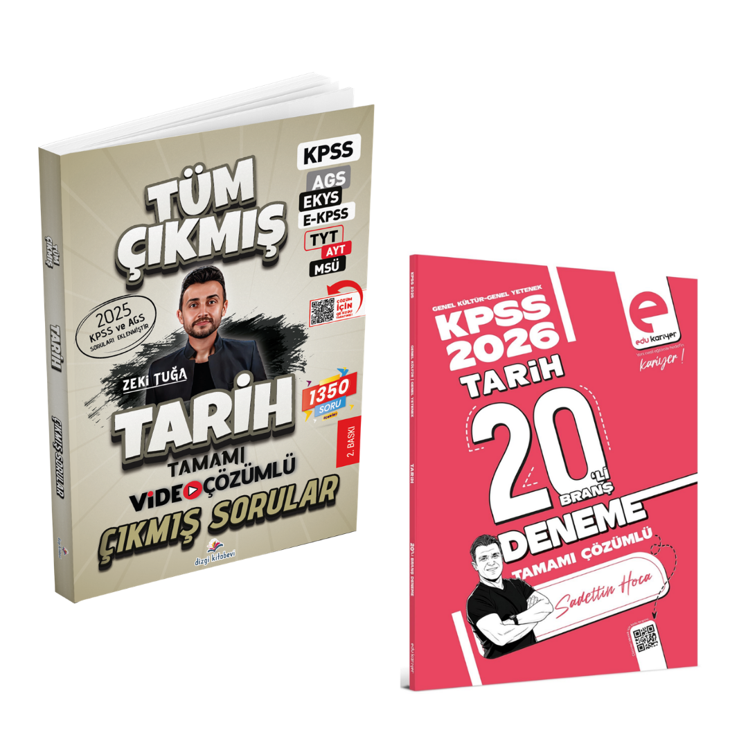 Dizgi Kitap 2026 KPSS AGS Tarih Tüm Sınavlar Çıkmış Sorular & Sadettin Hoca 2026 KPSS Tarih 20'li Branş Deneme Edu Kariyer Seti