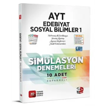 3D Yayınları AYT Edebiyat Sosyal Bilimler 1 Simülasyon Denemeleri Tamamı Video Çözümlü
