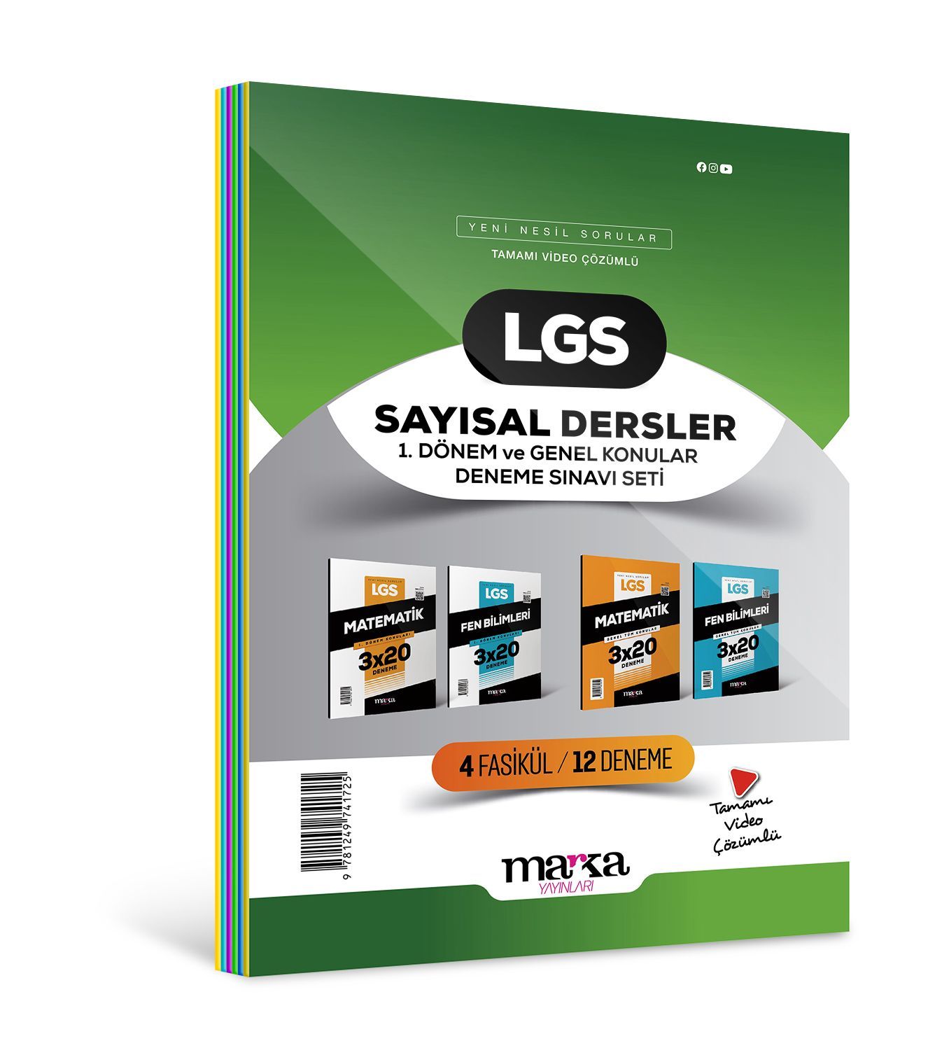 2025 LGS Sayısal Dersler 1. Dönem ve Genel Konular Deneme Sınavı Seti 4 Fasikül 12 Deneme Marka Yayınları