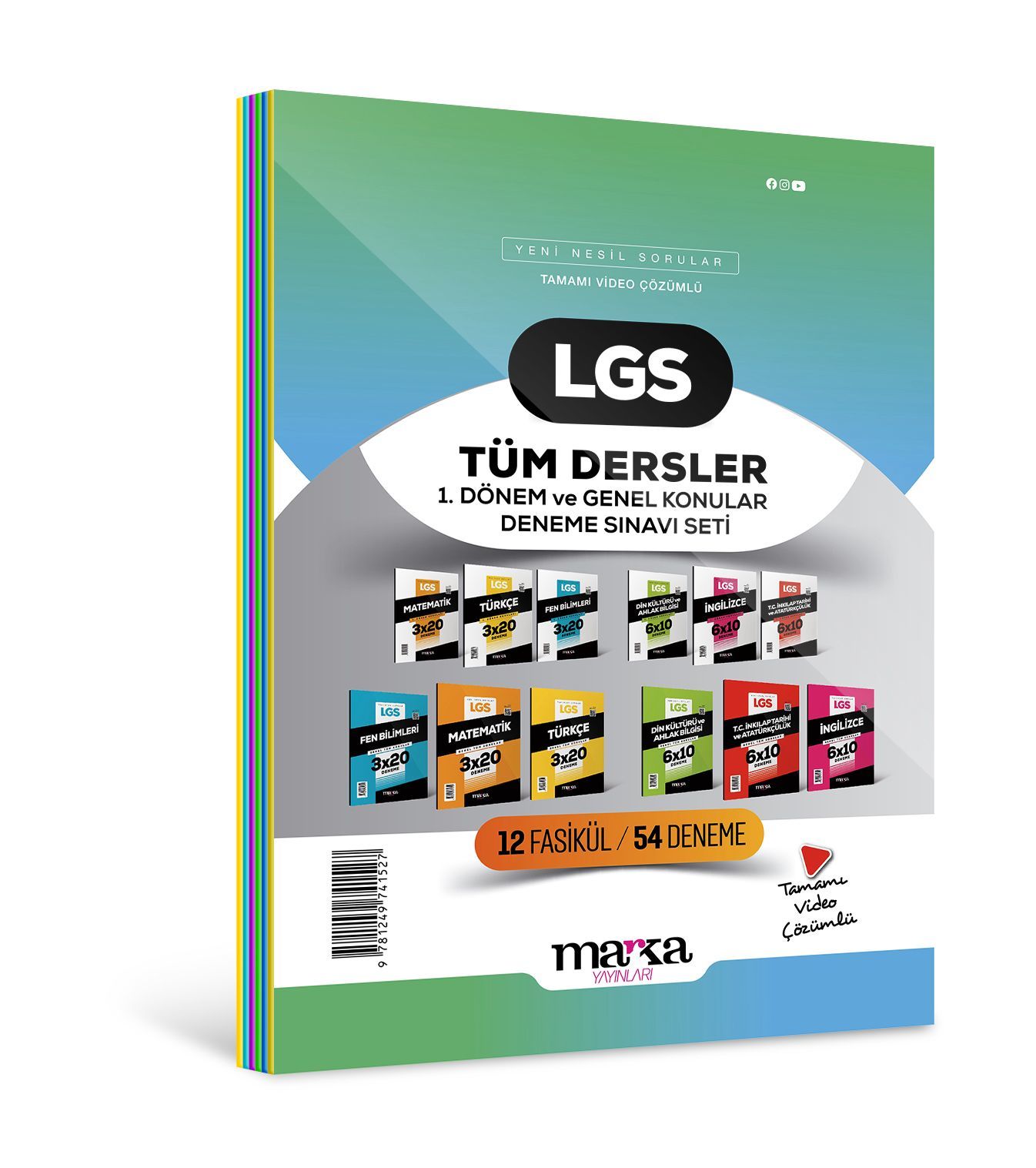 2025 LGS 1. Dönem ve Genel Konular Tüm Dersler Deneme Sınavı Seti 12 Fasikül 54 Deneme Marka Yayınları