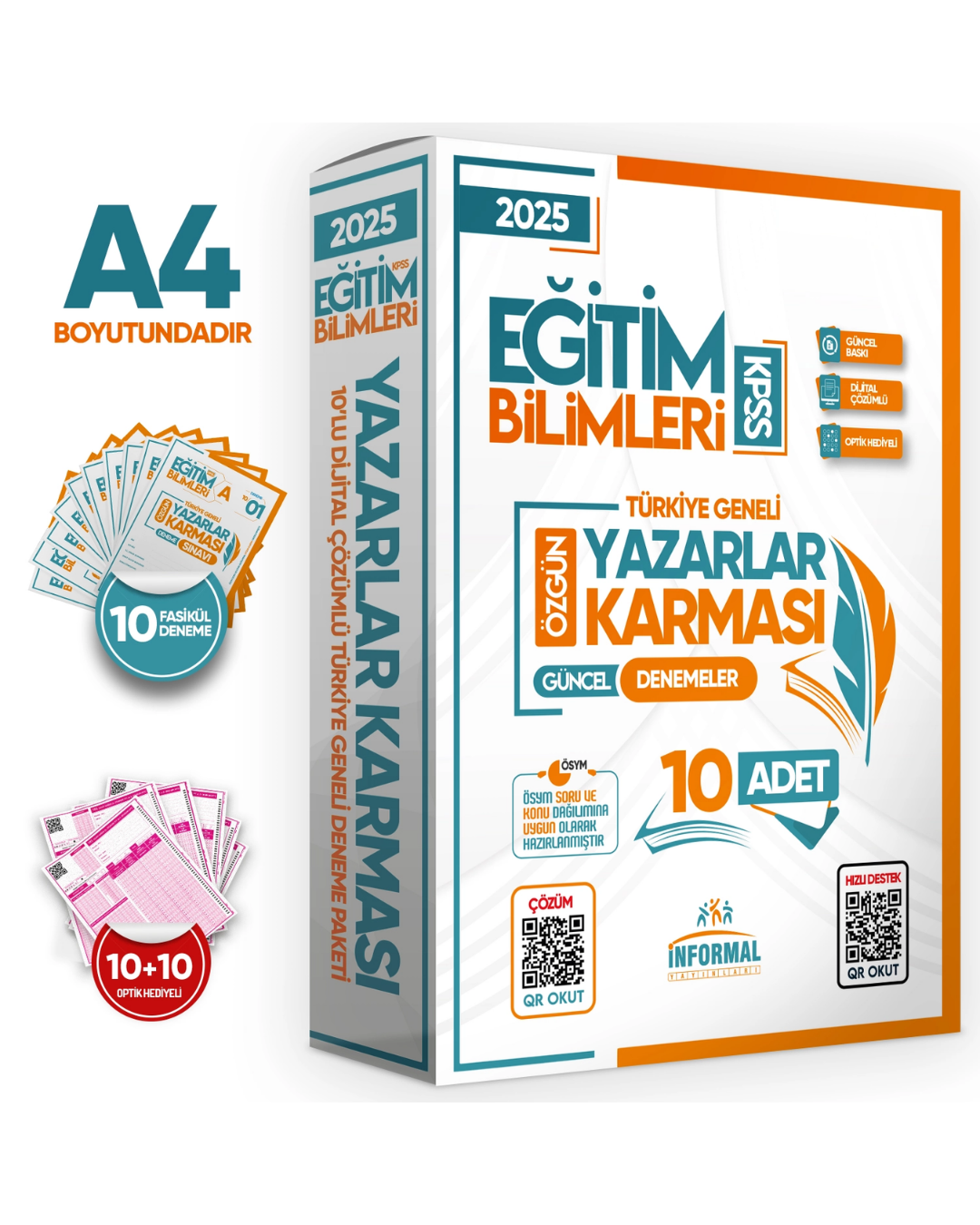 2025 KPSS Eğitim Bilimleri Yazarlar Karması Türkiye Geneli Kurumsal 10lu D. Çözümlü Paket Deneme İnformal Yayınları