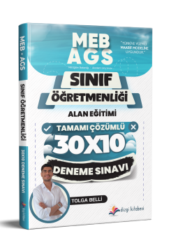 Dizgi Kitap 2026 Meb Ags ÖABT Sınıf Öğretmenliği Alan Eğitimi Tamamı Çözümlü 10 Deneme Sınavı Tolga Belli