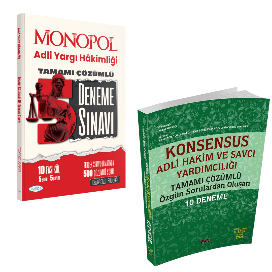 Monopol Yayınları Adli Yargı Hâkimliği Çözümlü 5 Deneme ve  Savaş Yayınları Konsensus 10 Deneme Seti