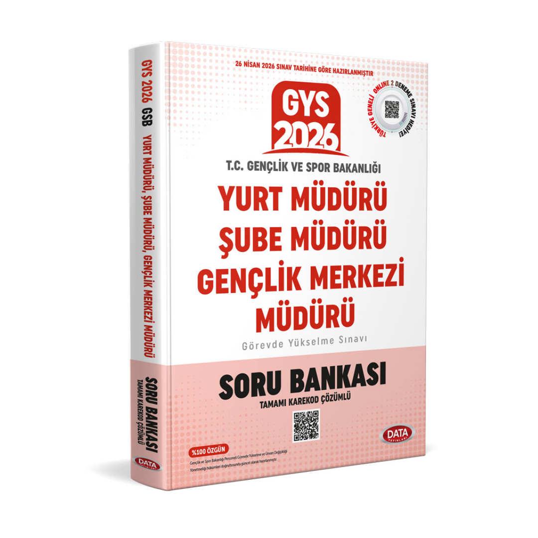 T.C. Gençlik ve Spor Bakanlığı Yurt Müdürü - Şube Müdürü - Gençlik Merkezi Müdürü GYS Soru Bankası - Karekod Çözümlü Data Yayınları