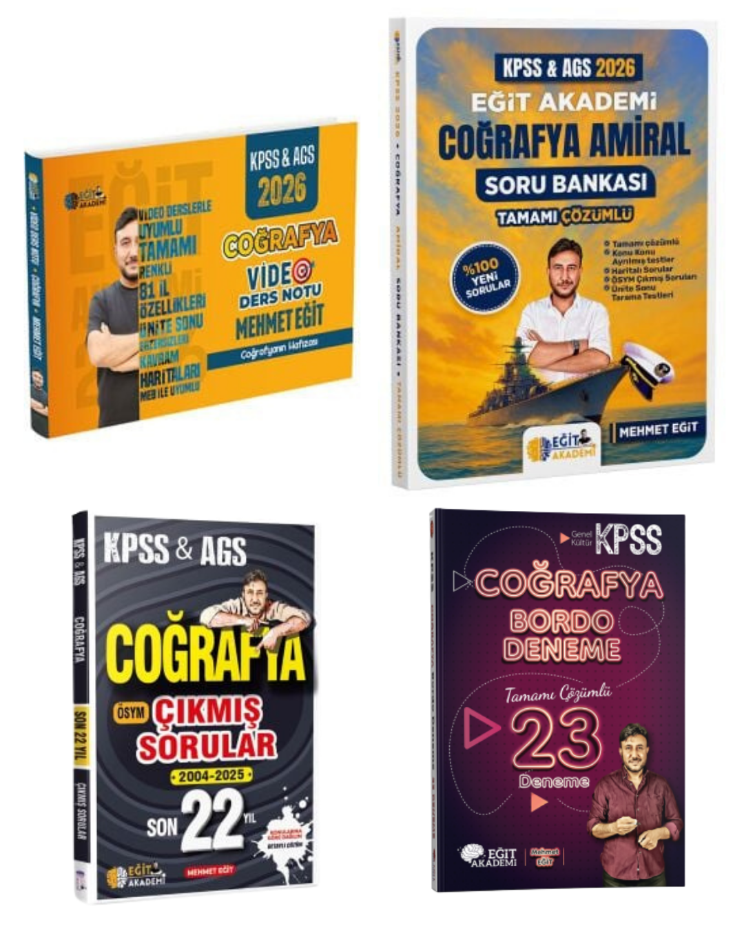 Eğit Akademi 2026 KPSS MEB AGS Coğrafya Video Ders Notu, Soru Bankası, Bordo 23 Deneme ve Son 22 Yıl Çıkmış Sorular Seti Mehmet Eğit