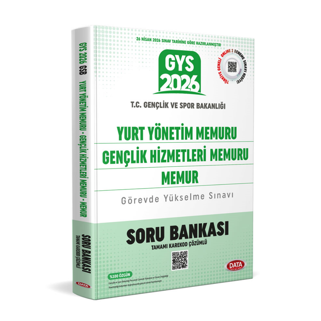 T.C. Gençlik ve Spor Bakanlığı Yurt Yönetim Memuru Gençlik Hizmetleri Memuru Memur Soru Bankası - Karekod Çözümlü Data Yayınları