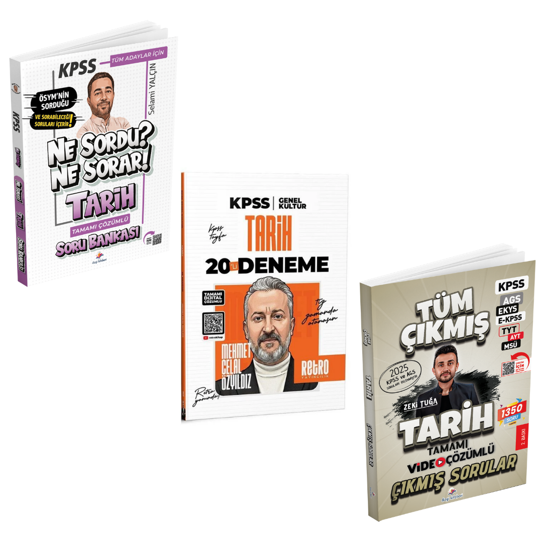 Dizgi Kitap 2026 Ne Sordu Ne Sorar KPSS Tarih Soru Bankası & KPSS Tarih Çıkmış Sorular ve KPSS Tarih 20 Deneme Retro Yayıncılık Seti