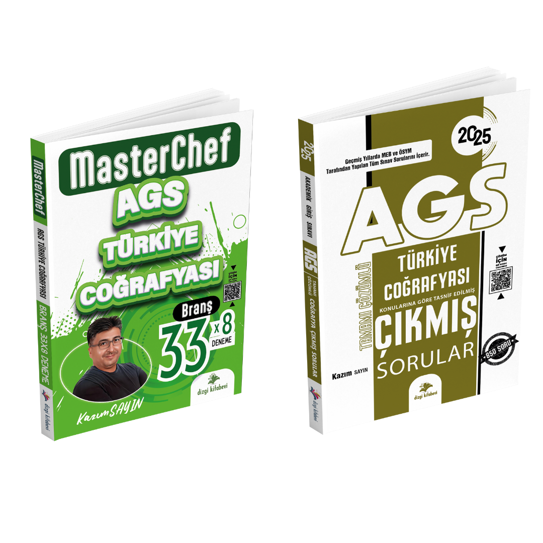 Dizgi Kitap 2025 MasterChef MEB AGS Türkiye Coğrafyası Tamamı Video Çözümlü 33 Branş Deneme ve Çıkmış Sorular Seti Kazım Sayın