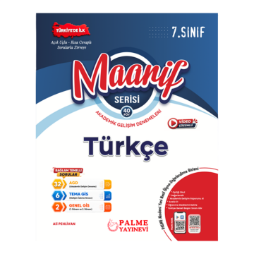 Palme Yayınları 7. Sınıf Türkçe Maarif Serisi Akademik Gelişim Denemeleri 40 Föy