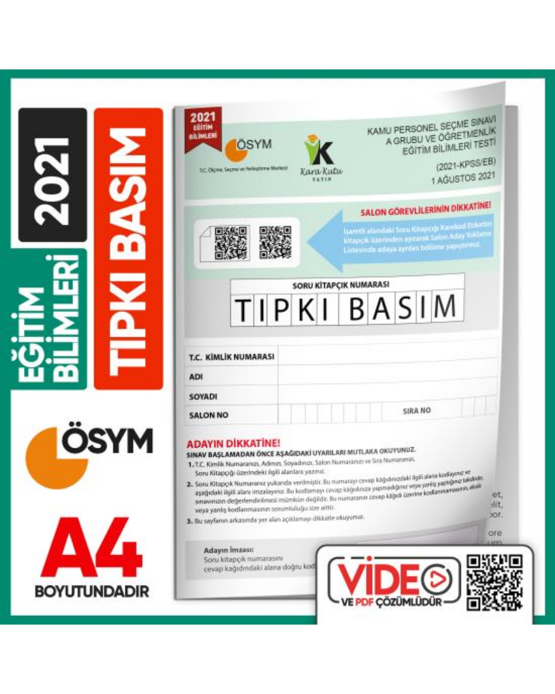 2021 KPSS Eğitim Bilimleri ÖSYM Tıpkı Basım Çıkmış Soru Kitapçığı Video/PDF Çözümlü Türkiye Geneli İnformal Yayınları