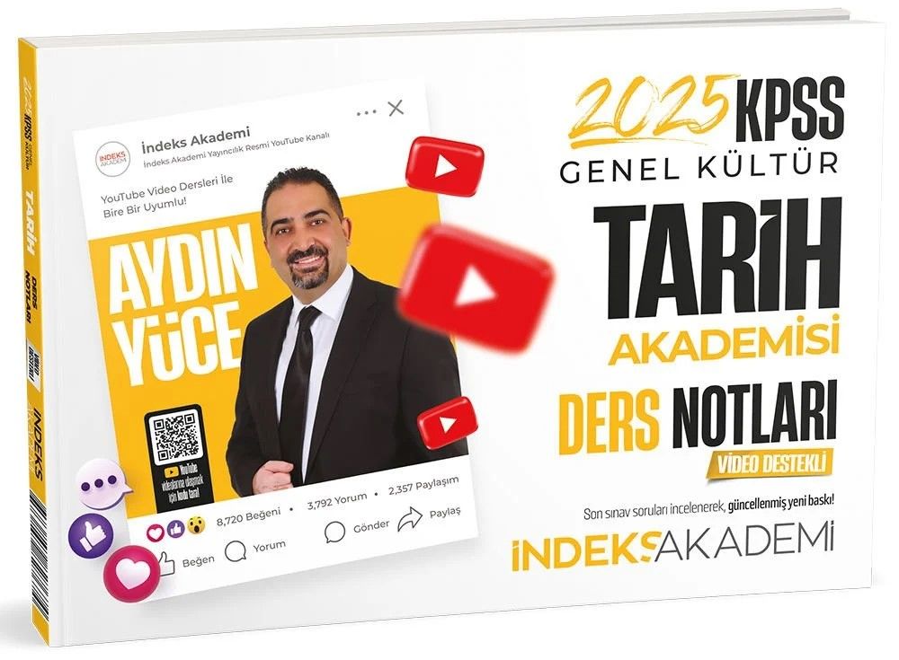 2025 KPSS Tarih Akademisi Video Ders Notları - Aydın Yüce  İndeks Akademi Yayıncılık