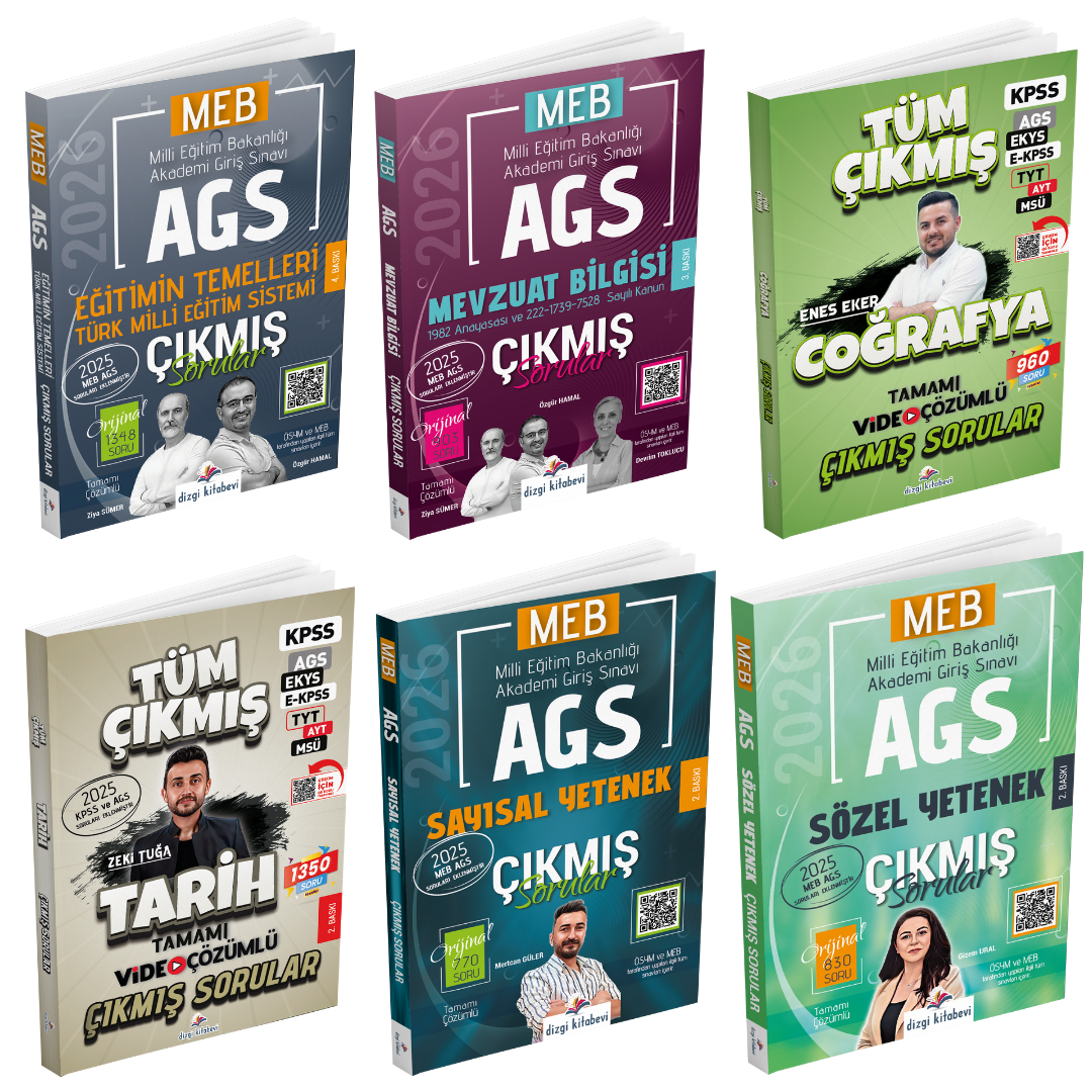 Dizgi Kitap 2026 MEB AGS Tamamı Video Çözümlü Tüm Dersler Çıkmış Sorular 6'lı Set