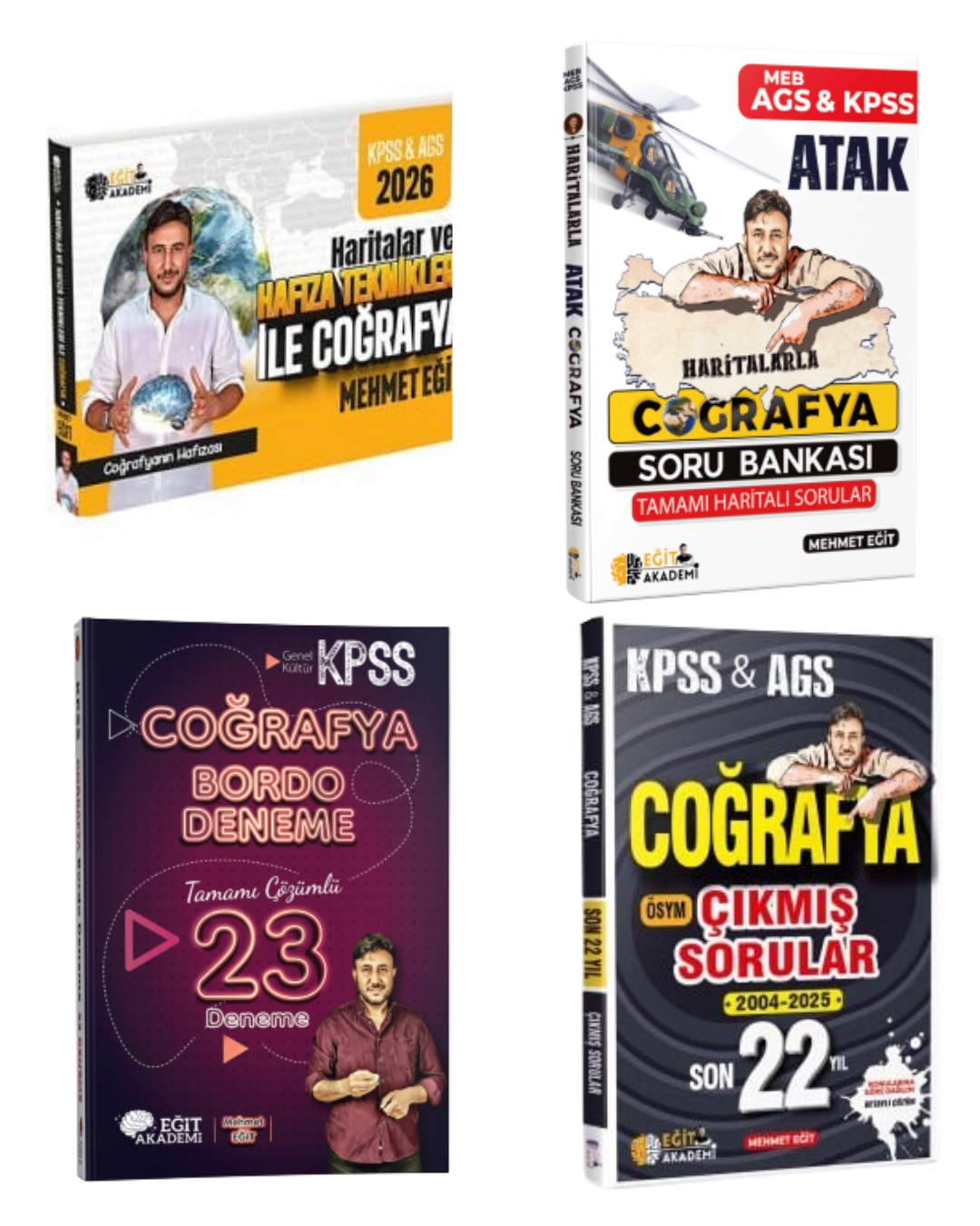 Eğit Akademi 2026 KPSS MEB AGS Haritalar ve Hafıza Teknikleri ile Coğrafya, Haritalarla Atak Coğrafya Soru Bankası, Bordo 23 Deneme ve Son 22 Yıl Çıkmış Sorular Seti
