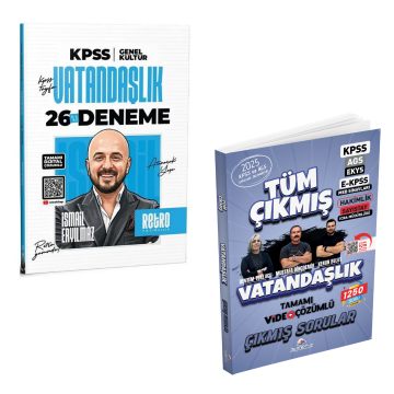 Dizgi Kitap 2026 Vatandaşlık Tüm Sınavlar Tamamı Video Çözümlü Çıkmış Sorular ve  KPSS Vatandaşlık 26 Deneme Retro Yayıncılık Seti