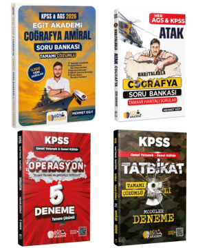 Eğit Akademi 2026 KPSS Coğrafya Amiral Soru Bankası, Haritalarla Atak Coğrafya Soru Bankası, KPSS Genel Yetenek Genel Kültür Tatbikat ve Operasyon Tamamı Çözümlü 5'li Deneme Seti