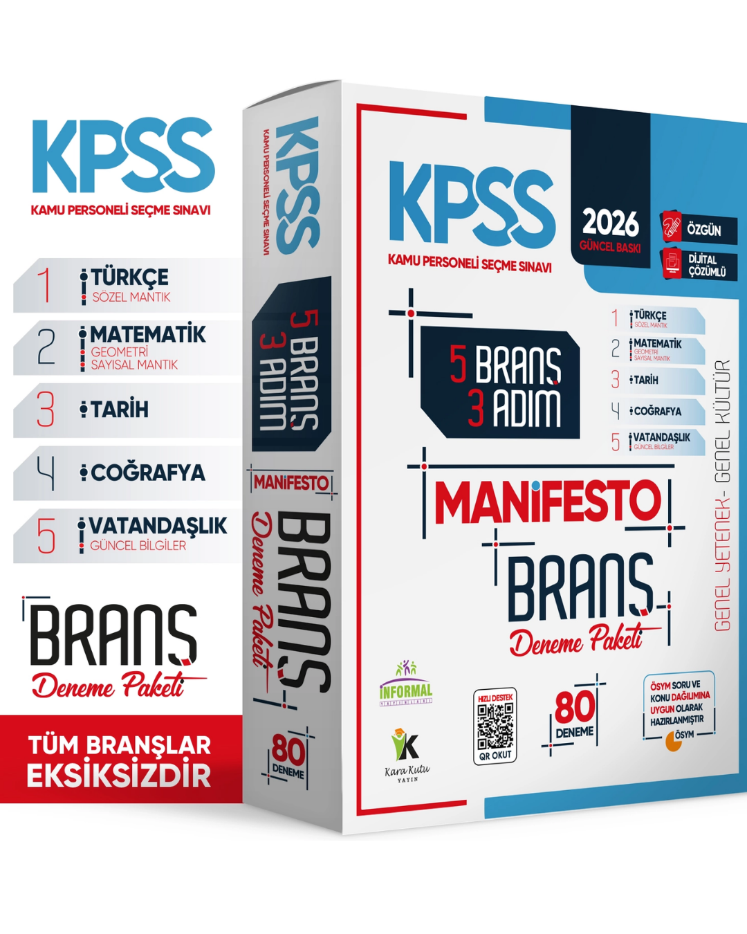 2026 KPSS GY - GK 3 Adım 5li Manifesto Dijital Çözümlü Branş Deneme Seti İnformal Yayınları