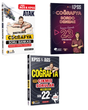 Eğit Akademi 2026 KPSS Haritalarla Atak Coğrafya Soru Bankası, Bordo 23 Deneme ve Son 22 Yıl Çıkmış Sorular Seti