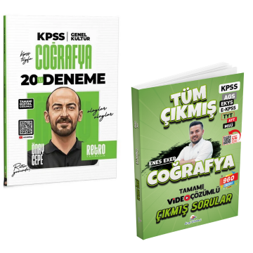 Dizgi Kitap 2026 Coğrafya Tüm Sınavlar Tamamı Video Çözümlü Çıkmış Sorular ve Retro Yayıncılık KPSS Coğrafya 20 Deneme Çözümlü Seti