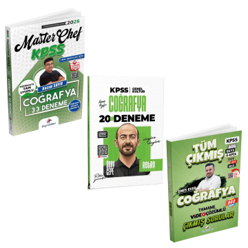 Dizgi Kitap 2026 KPSS Coğrafya Tamamı Video Çözümlü 33 Deneme, Coğrafya Çıkmış Sorular ve Retro Yayıncılık Coğrafya 20 Deneme Seti