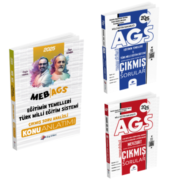 Dizgi Kitap 2025 MEB AGS Tamamı Video Çözümlü Eğitimin Temelleri Türk Milli Eğitim Sistemi Konu Anlatımı, Eğitimin Temelleri Çıkmış Sorular ve Mevzuat Çıkmış Sorular Seti