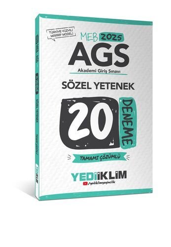 2025 MEB AGS Sözel Yetenek Tamamı Çözümlü 20 Deneme Yediiklim Yayınları
