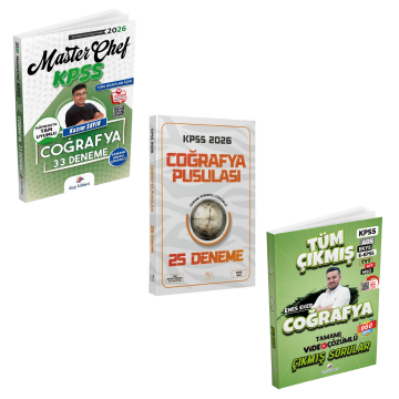Dizgi Kitap 2026 Kpss Coğrafya Tamamı Çözümlü 33 Deneme & KPSS Coğrafya Çıkmış Sorular ve KPSS Coğrafya Pusulası 25 Deneme CBA Yayınları Seti