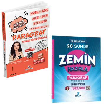Dizgi Kitap KPSS AGS ALES DGS TYT MSÜ Tüm Adaylar Paragraf Çıkmış Sorular ve YKS TYT KPSS Türkçe Paragraf Anlam Bilgisi Soru Bankası Zeduva Yayınları Seti