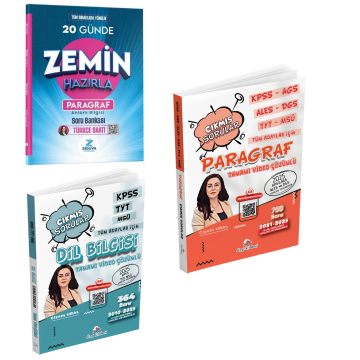 Dizgi Kitap KPSS AGS ALES DGS TYT MSÜ Paragraf Çıkmış Sorular & KPSS TYT MSÜ Dil Bilgisi Çıkmış Sorular ve YKS TYT KPSS Türkçe Paragraf Anlam Bilgisi Soru Bankası Zeduva Yayınları Seti
