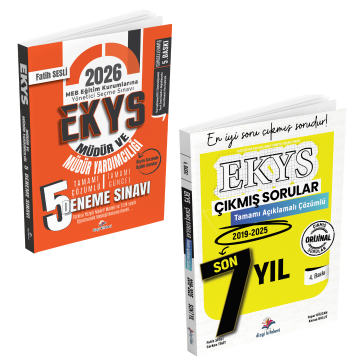 Dizgi Kitap 2026 MEB EKYS Müdür ve Müdür Yardımcılığı 5 Deneme ve Son 7 Yıl Tamamı Çözümlü Çıkmış Sorular Seti Fatih Sesli 5. Baskı
