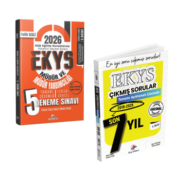 Dizgi Kitap 2026 MEB EKYS Müdür ve Müdür Yardımcılığı 5 Deneme ve Son 7 Yıl Tamamı Çözümlü Çıkmış Sorular Seti Fatih Sesli 5. Baskı