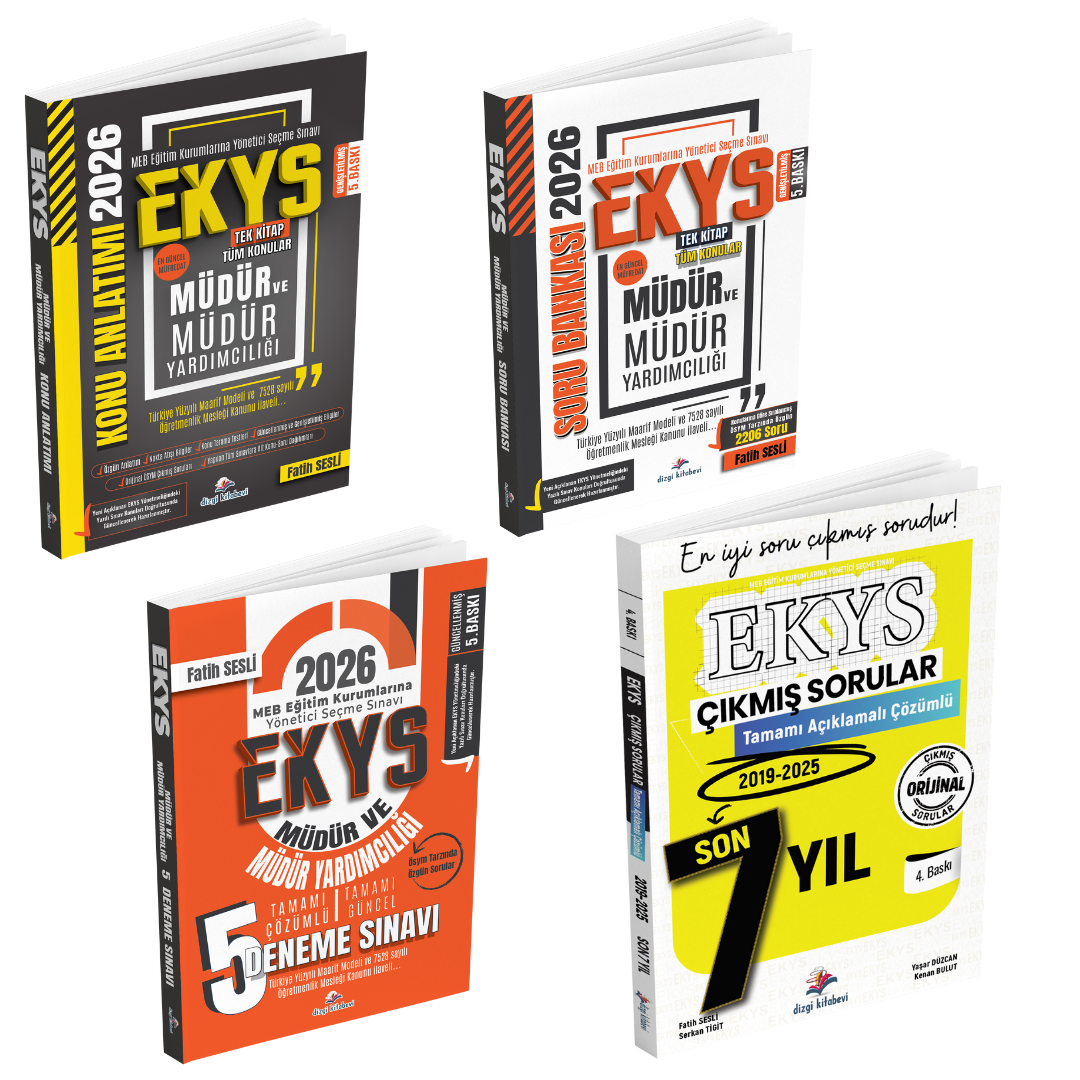 Dizgi Kitap 2026 MEB EKYS Müdür ve Müdür Yardımcılığı Konu Anlatımı, Soru Bankası, Deneme ve Tamamı Çözümlü Çıkmış Sorular Seti﻿ Fatih Sesli 5. Baskı