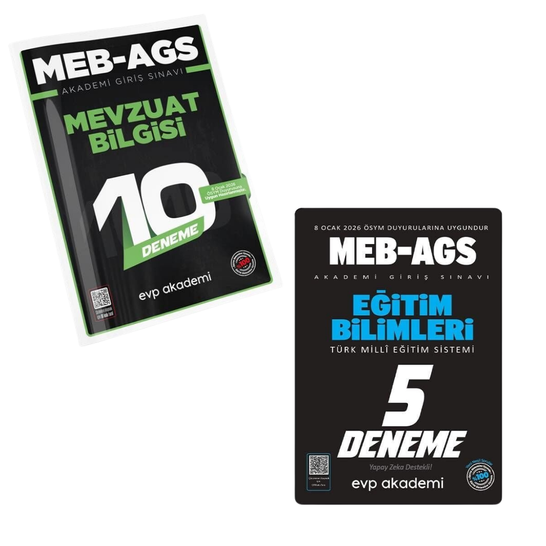 2026 MEB AGS Eğitim Bilimleri Türk Milli Eğitim Sistemi 5 Deneme ve Mevzuat Bilgisi 10 Deneme EVP Akademi