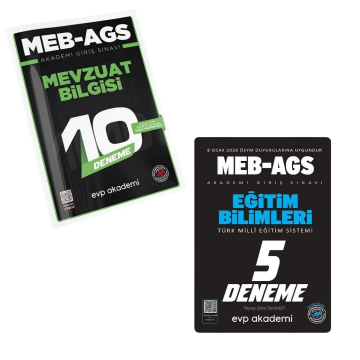 EVP Akademi 2026 MEB-AGS Eğitim Bilimleri Türk Milli Eğitim Sistemi 5 Deneme ve Mevzuat Bilgisi 10 Deneme