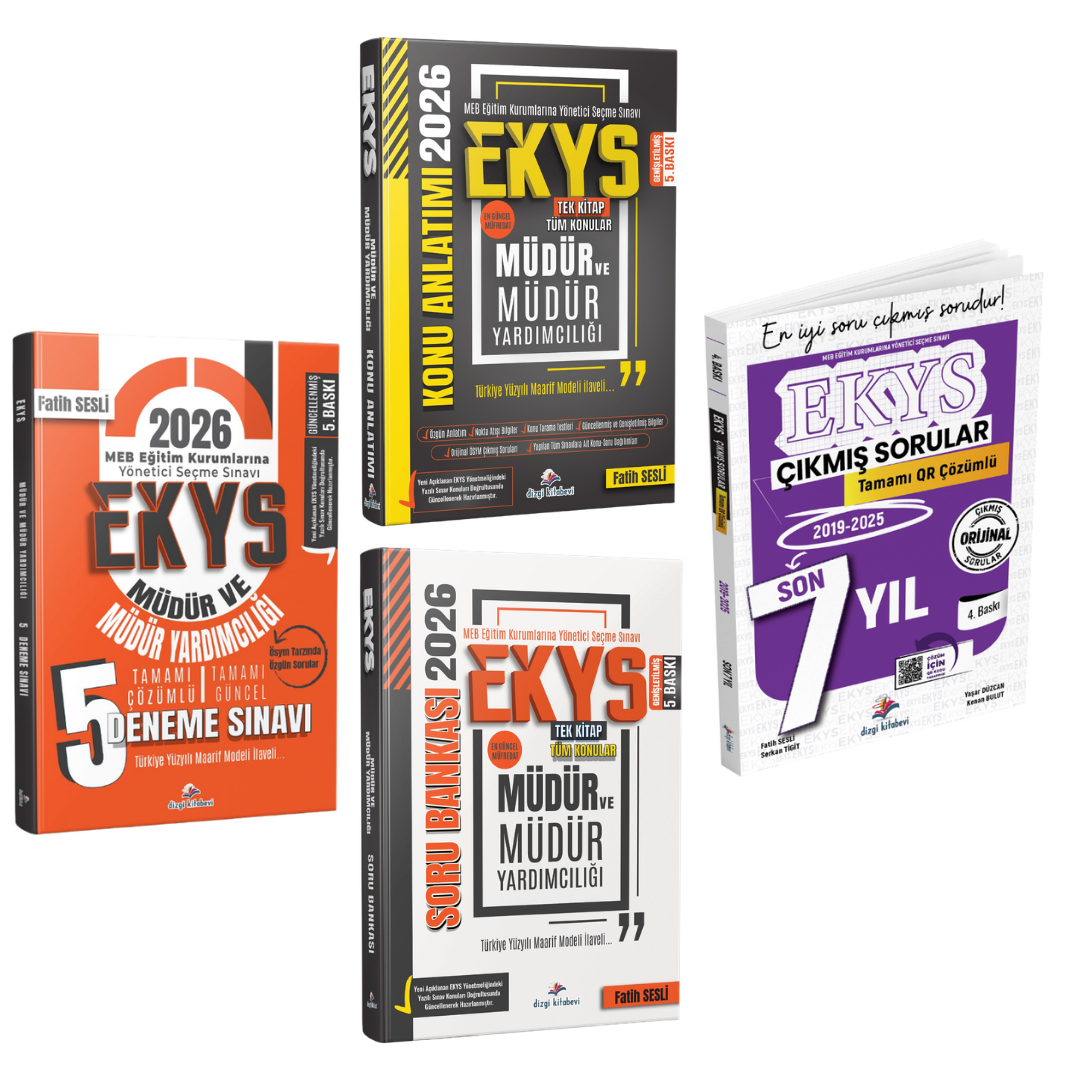 Dizgi Kitap 2026 MEB EKYS Müdür ve Müdür Yardımcılığı Konu Anlatımı, Soru Bankası, Deneme ve Tamamı Qr Çözümlü Çıkmış Sorular Seti﻿ Fatih Sesli 5. Baskı