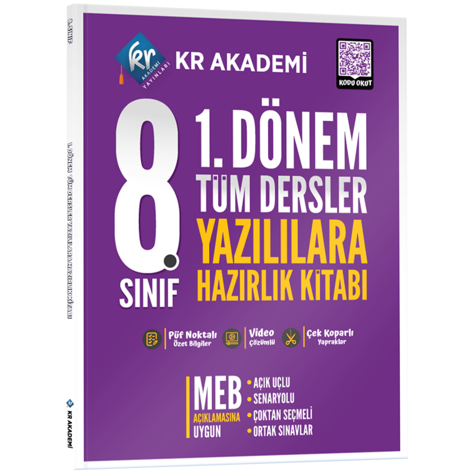 8. Sınıf 1. Dönem Tüm Dersler Yazılılara Hazırlık Kitabı KR Akademi Yayınları