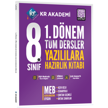 8. Sınıf 1. Dönem Tüm Dersler Yazılılara Hazırlık Kitabı KR Akademi Yayınları