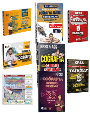 2026 KPSS Coğrafya Ders Notları, Soru Bankası, Çıkmış Sorular, 10'lu Harita, KPSS Genel Yetenek Genel Kültür Tatbikat,  Operasyon Tamamı Çözümlü 5'li Deneme Seti Mehmet Eğit Eğit Akademi