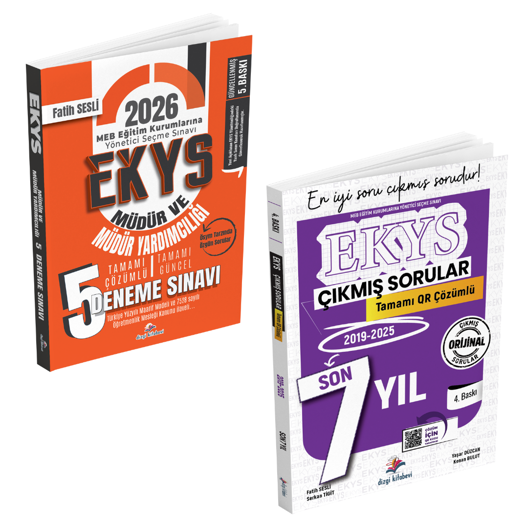 Dizgi Kitap 2026 MEB EKYS Müdür ve Müdür Yardımcılığı 5 Deneme ve Son 7 Yıl Tamamı Qr Çözümlü Çıkmış Sorular Seti Fatih Sesli 5. Baskı