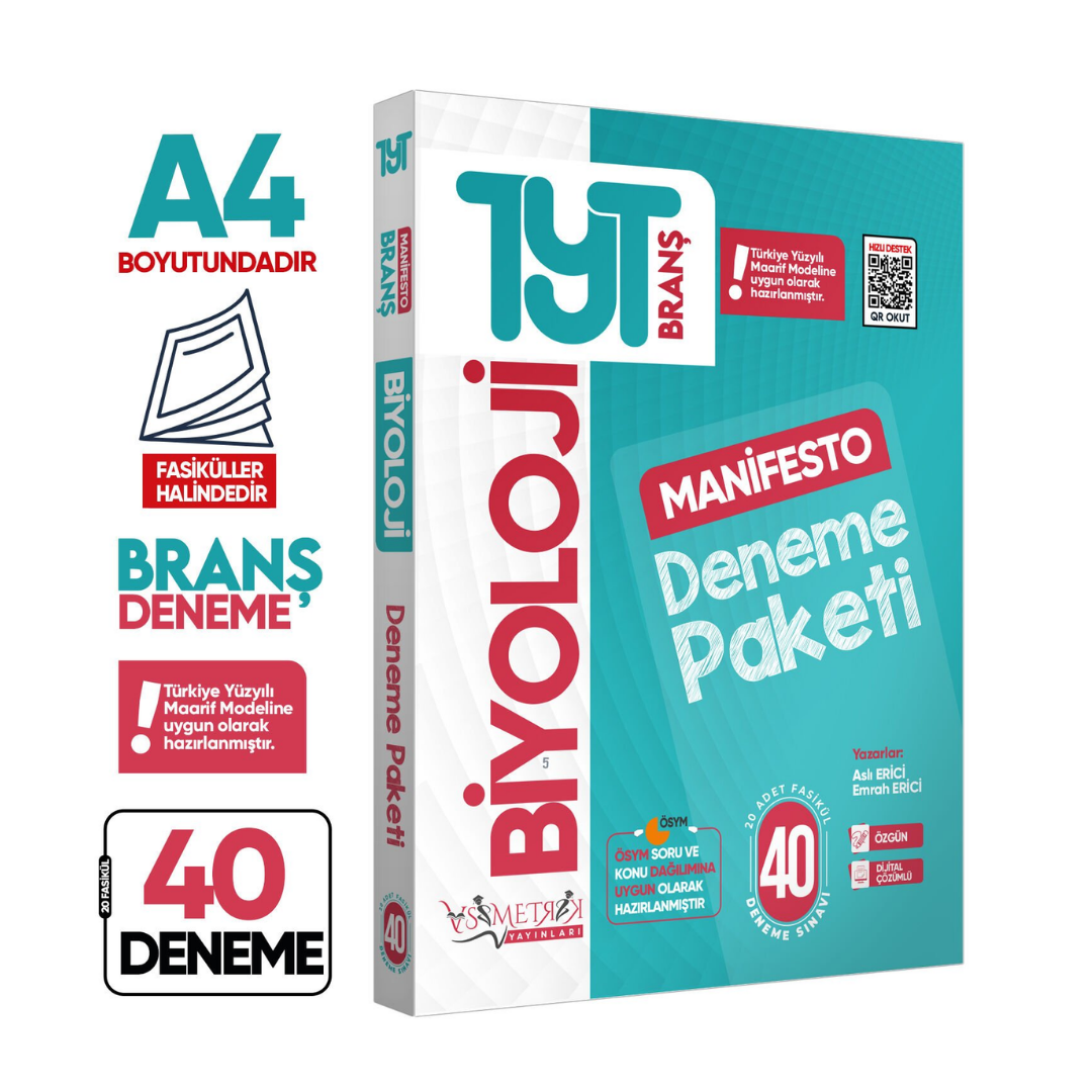 2026 TYT BİYOLOJİ 40lı Manifesto Branş Deneme PAKETİ Fasikül SETİ Özgün Dijital Çözümlü Asimetrik Yayınları