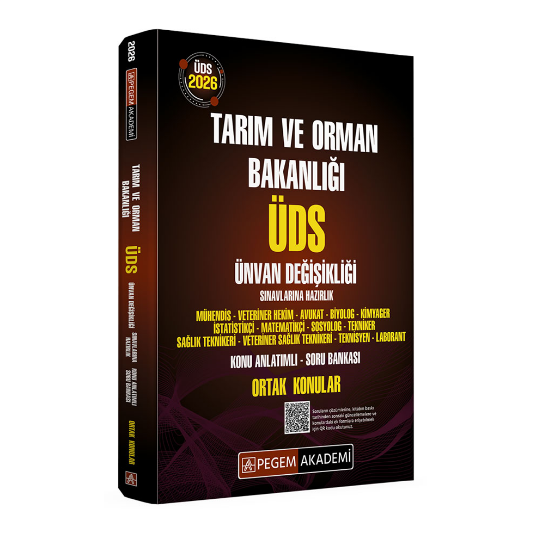 2026 ÜDS Tarım ve Orman Bakanlığı Ünvan Değişikliği Sınavlarına Hazırlık Konu Anlatımlı Soru Bankası Ortak Konular Pegem Yayınları