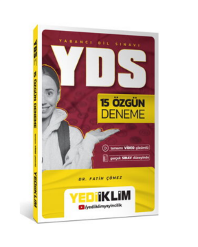 YDS 15 Özgün Deneme Tamamı Video Çözümlü Yediiklim Yayınları