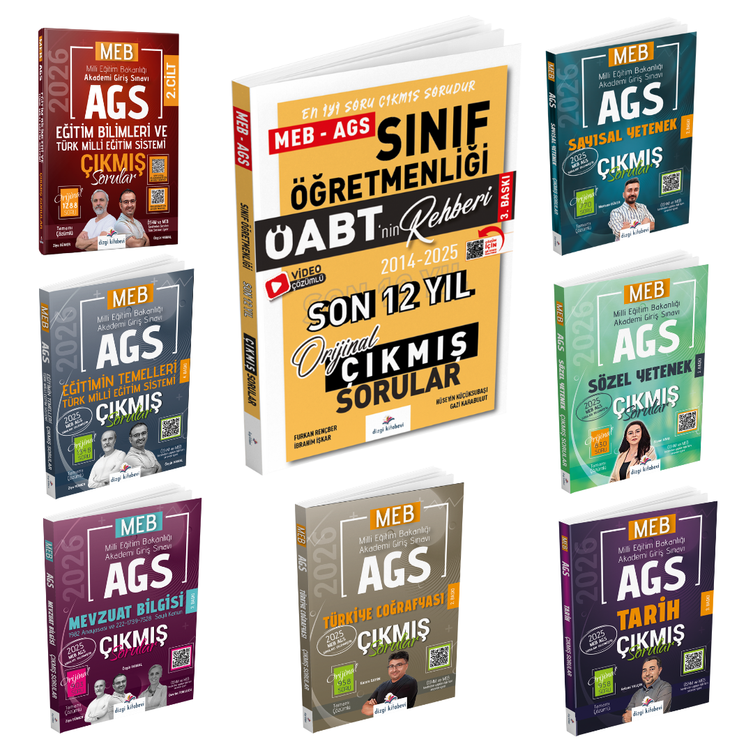 Dizgi Kitap 2026 Meb Ags Çıkmış Sorular & Öabt Sınıf Öğretmenliği Çıkmış Sorular Seti - Konu Tasnifli ve Tamamı Video Çözümlü